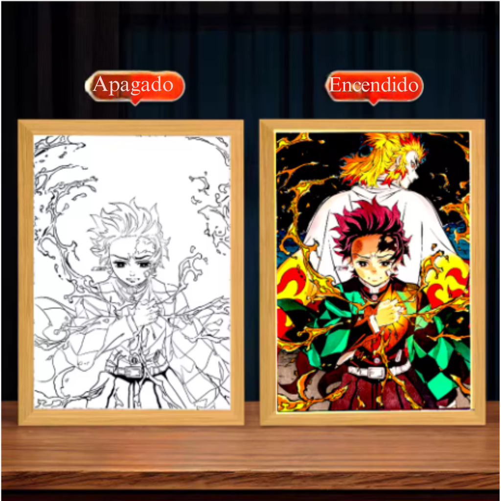 Arte Lumínico LED "Voluntad de Fuego" – El Legado de Rengoku & Tanjiro