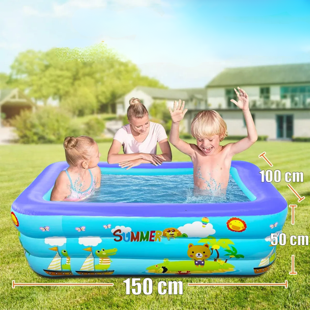Piscina Inflable Rectangular "Verano Divertido" - Diseño Colorido con Animales
